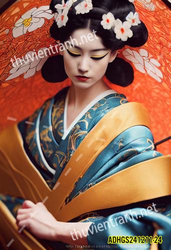 Tranh dán tường hoa cô gái Geisha Nhật Bản-ADHGS241211-24 - Kết quả tìm kiếm tranh tường